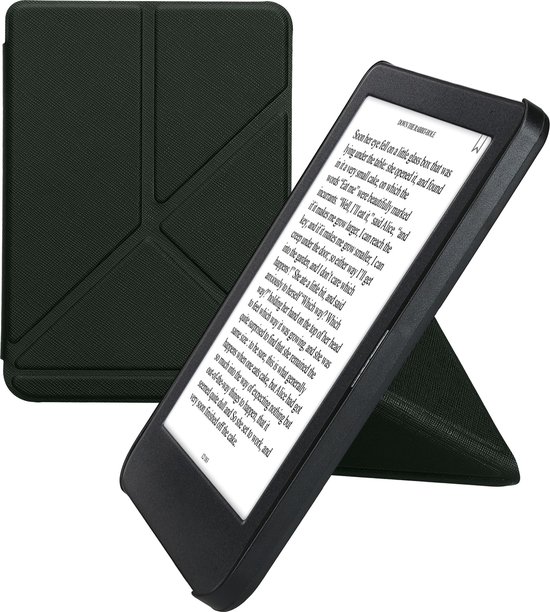 kwmobile e-reader hoesje geschikt voor Kobo Clara BW / Colour hoes - Ereader flip case met standaard - E reader cover van kunstleer - In donkergroen van Merkloos