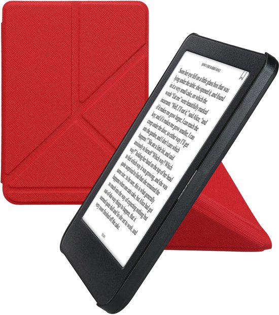 kwmobile e-reader hoesje geschikt voor Kobo Clara BW / Colour hoes - Ereader flip case met standaard - E reader cover van kunstleer - In donkerrood van Merkloos