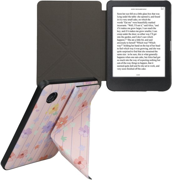 kwmobile e-reader hoesje geschikt voor Kobo Clara BW / Colour hoes - Ereader flip case met standaard - E reader cover van kunstleer - In mat mintgroen / vintage roze / violet lila