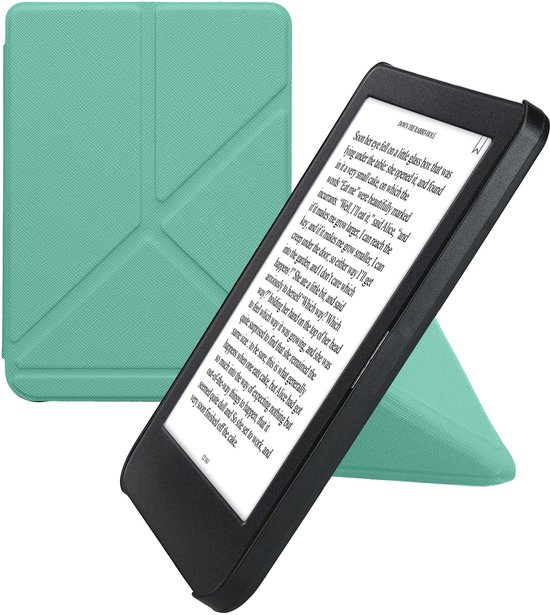 kwmobile e-reader hoesje geschikt voor Kobo Clara BW / Colour hoes - Ereader flip case met standaard - E reader cover van kunstleer - In mintgroen van Merkloos