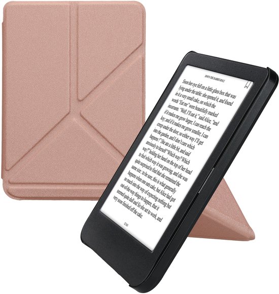 kwmobile e-reader hoesje geschikt voor Kobo Clara BW / Colour hoes - Ereader flip case met standaard - E reader cover van kunstleer - In roségoud van Merkloos
