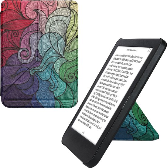 kwmobile e-reader hoesje geschikt voor Kobo Clara BW / Colour hoes - Ereader flip case met standaard - E reader cover van kunstleer - In roze / blauw / groen van Merkloos