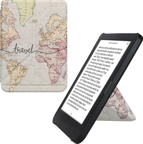 kwmobile e-reader hoesje geschikt voor Kobo Clara BW / Colour hoes - Ereader flip case met standaard - E reader cover van kunstleer - In zwart / meerkleurig van Merkloos