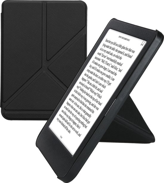 kwmobile e-reader hoesje geschikt voor Kobo Clara BW / Colour hoes - Ereader flip case met standaard - E reader cover van kunstleer - In zwart van Merkloos