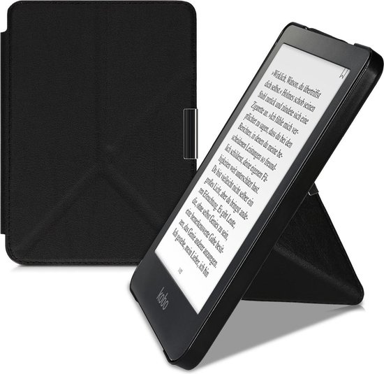 kwmobile e-reader hoesje geschikt voor Kobo Clara HD hoes - Ereader flip case met standaard - E reader cover van kunstleer - In zwart van Merkloos