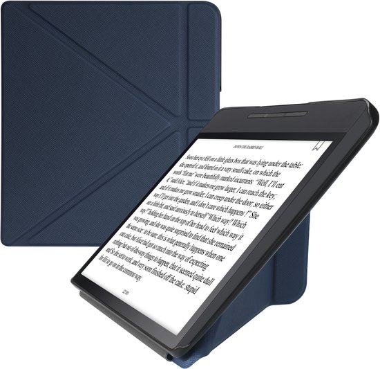 kwmobile e-reader hoesje geschikt voor Kobo Forma hoes - Ereader flip case met standaard - E reader cover van kunstleer - In donkerblauw van Merkloos