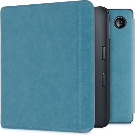 kwmobile e-reader hoesje geschikt voor Kobo Libra 2 hoes - E reader flip case met magnetische sluiting - Ereader cover in petrol van Merkloos