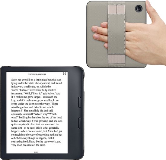 kwmobile e-reader hoesje geschikt voor Kobo Libra 2 hoes - E reader flip case van kunstleer - Ereader cover met handband - In grijs van Merkloos