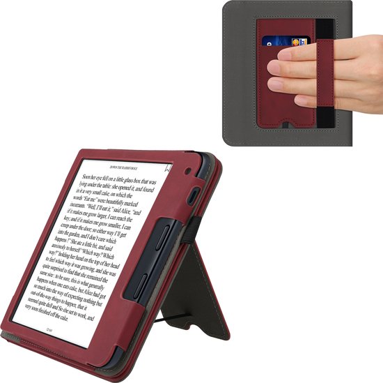 kwmobile e-reader hoesje geschikt voor Kobo Libra 2 hoes - E reader flip case van kunstleer - Ereader cover met stand - In donkerrood van kwmobile