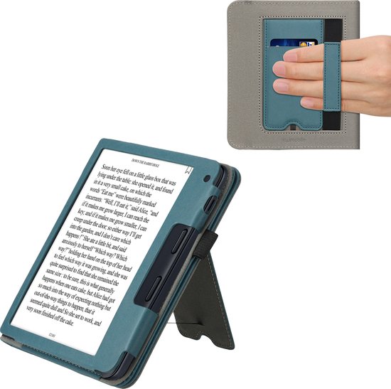 kwmobile e-reader hoesje geschikt voor Kobo Libra 2 hoes - E reader flip case van kunstleer - Ereader cover met stand - In petrol van Merkloos