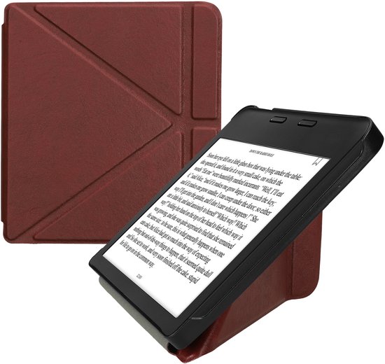 kwmobile e-reader hoesje geschikt voor Kobo Libra 2 hoes - Ereader flip case met standaard - E reader cover van kunstleer - In braam