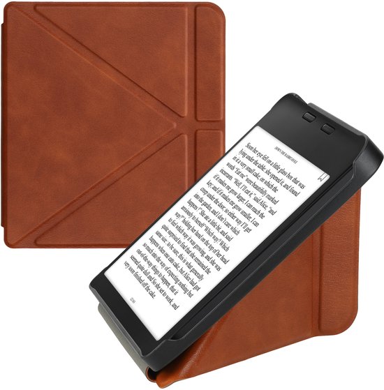 kwmobile e-reader hoesje geschikt voor Kobo Libra 2 hoes - Ereader flip case met standaard - E reader cover van kunstleer - In bruin van Merkloos