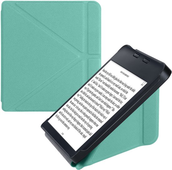 kwmobile e-reader hoesje geschikt voor Kobo Libra 2 hoes - Ereader flip case met standaard - E reader cover van kunstleer - In mintgroen