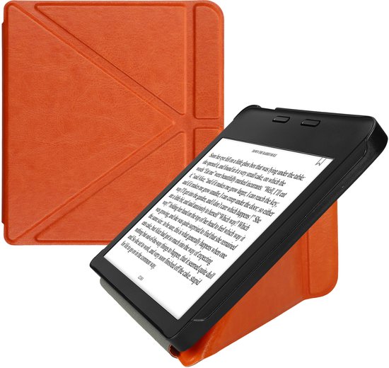 kwmobile e-reader hoesje geschikt voor Kobo Libra 2 hoes - Ereader flip case met standaard - E reader cover van kunstleer - In oranje van Merkloos