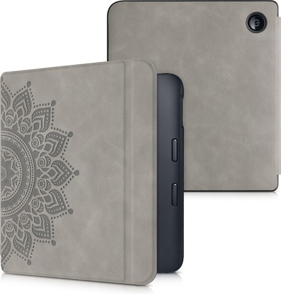kwmobile e-reader hoesje geschikt voor Kobo Libra 2 hoes - Ereader flip case met standaard - Kunstleren e reader cover - Opkomende Zon design in grijs van Merkloos