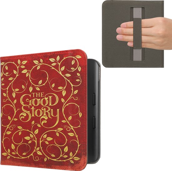 kwmobile e-reader hoesje geschikt voor Kobo Libra Colour hoes - E reader flip case met magneetsluiting - Ereader cover - Sprookjesboek design in geel / oranje / rood van Merkloos