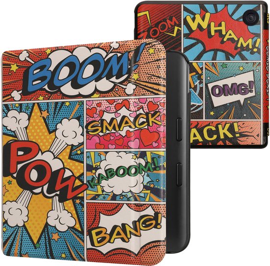 kwmobile e-reader hoesje geschikt voor Kobo Libra Colour hoes - E reader flip case met magnetische sluiting - Ereader cover - Stripboek design in meerkleurig van Merkloos