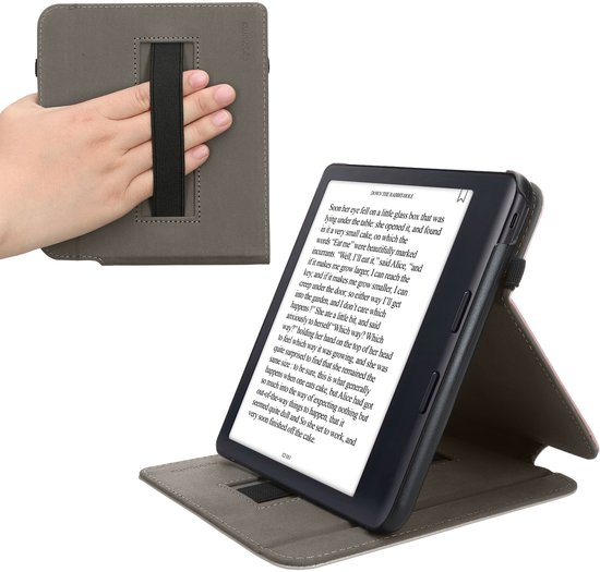 kwmobile e-reader hoesje geschikt voor Kobo Libra Colour hoes - E reader flip case van kunstleer - Ereader cover met handgrip en stand - In roségoud