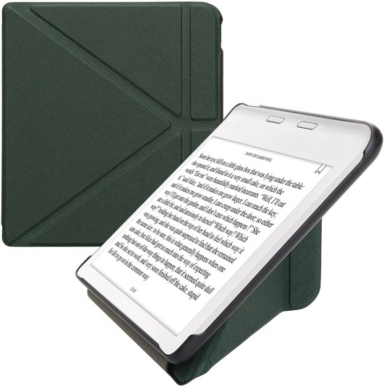 kwmobile e-reader hoesje geschikt voor Kobo Libra Colour hoes - Ereader flip case met standaard - E reader cover van kunstleer - In donkergroen