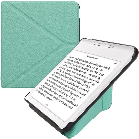 kwmobile e-reader hoesje geschikt voor Kobo Libra Colour hoes - Ereader flip case met standaard - E reader cover van kunstleer - In mintgroen van Merkloos