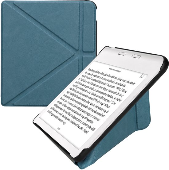 kwmobile e-reader hoesje geschikt voor Kobo Libra Colour hoes - Ereader flip case met standaard - E reader cover van kunstleer - In petrol van Merkloos