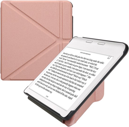kwmobile e-reader hoesje geschikt voor Kobo Libra Colour hoes - Ereader flip case met standaard - E reader cover van kunstleer - In roségoud van Merkloos