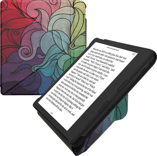 kwmobile e-reader hoesje geschikt voor Kobo Libra Colour hoes - Ereader flip case met standaard - E reader cover van kunstleer - In roze / blauw / groen van Merkloos