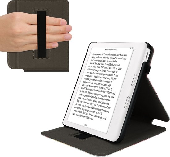 kwmobile e-reader hoesje geschikt voor Kobo Libra Colour hoes - Ereader flip case met standaard - Kunstleren e reader cover - Travel Wereldkaart design in zwart / meerkleurig van Merkloos