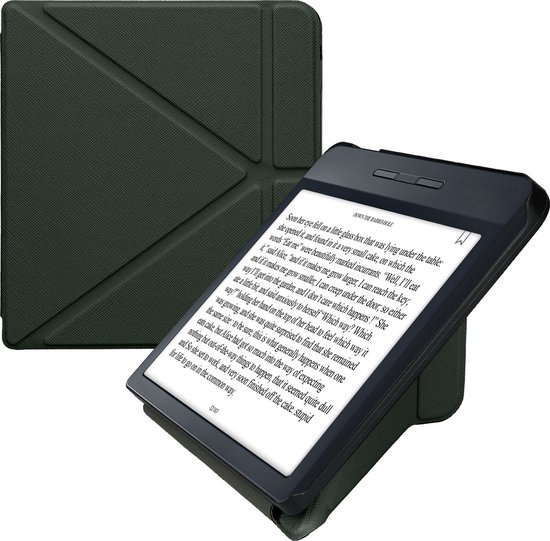kwmobile e-reader hoesje geschikt voor Kobo Libra H2O hoes - Ereader flip case met standaard - E reader cover van kunstleer - In donkergroen van Merkloos