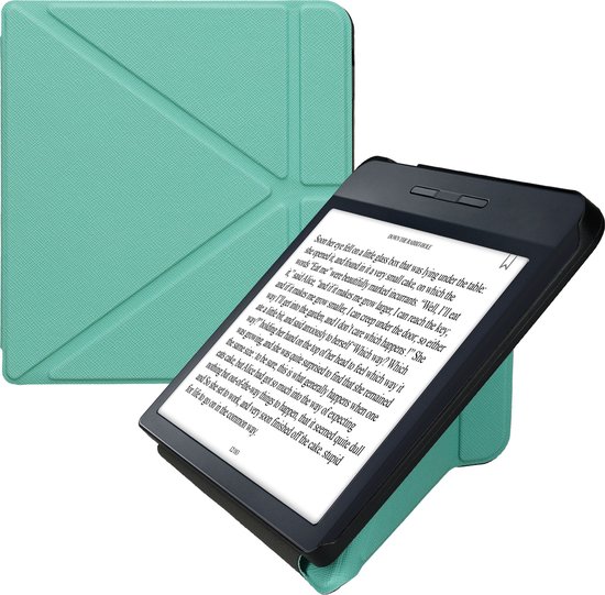 kwmobile e-reader hoesje geschikt voor Kobo Libra H2O hoes - Ereader flip case met standaard - E reader cover van kunstleer - In mintgroen van Merkloos