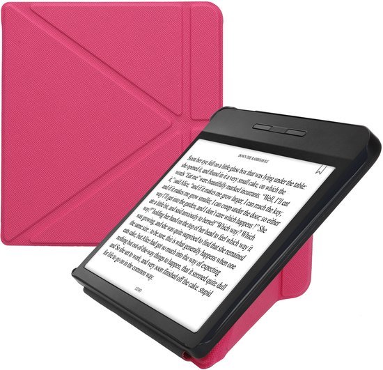 kwmobile e-reader hoesje geschikt voor Kobo Libra H2O hoes - Ereader flip case met standaard - E reader cover van kunstleer - In neon roze van Merkloos
