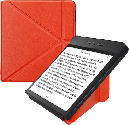 kwmobile e-reader hoesje geschikt voor Kobo Libra H2O hoes - Ereader flip case met standaard - E reader cover van kunstleer - In oranje van Merkloos