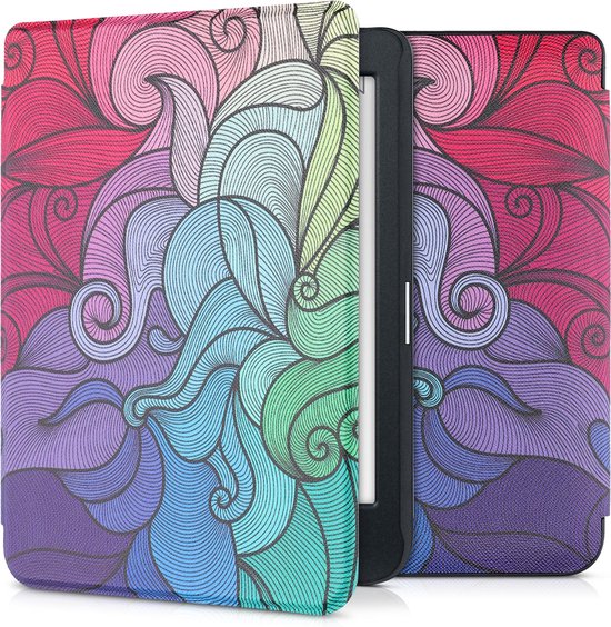 kwmobile e-reader hoesje geschikt voor Kobo Nia hoes - E reader flip case met magnetische sluiting - Ereader cover - Kleurrijk design in roze / blauw / groen