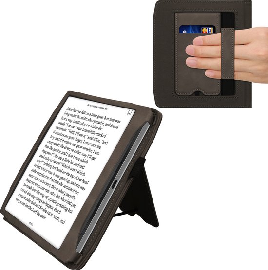 kwmobile e-reader hoesje geschikt voor Pocketbook Era / Era Color hoes - E reader flip case van kunstleer - Ereader cover met stand - Brushed Hart design in grijs