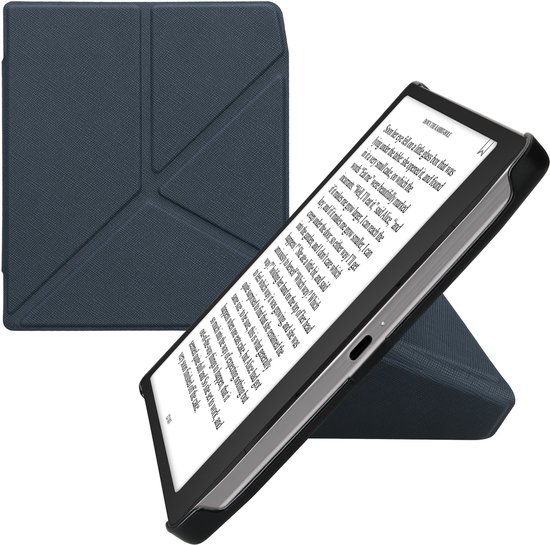 kwmobile e-reader hoesje geschikt voor Pocketbook Era / Era Color hoes - Ereader flip case met standaard - E reader cover van kunstleer - In donkerblauw van Merkloos