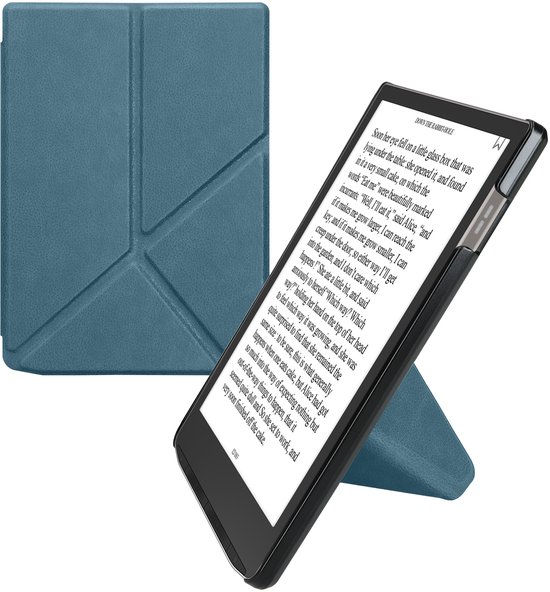kwmobile e-reader hoesje geschikt voor Pocketbook InkPad 4 / Color 3 / Color 2 / Vivlio InkPad 4 / InkPad Color 3 hoes - Ereader flip case met standaard - E reader cover van kunstleer - In petrol van Merkloos