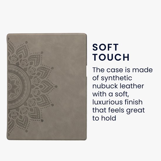 kwmobile e-reader hoesje geschikt voor Pocketbook InkPad One hoes - Ereader flip case met standaard - Kunstleren e reader cover - Opkomende Zon design in grijs