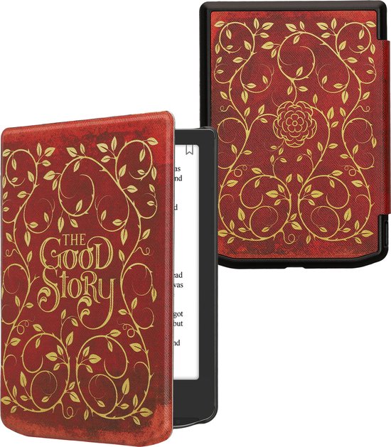 kwmobile e-reader hoesje geschikt voor Pocketbook Verse / Verse Lite / Verse Pro / Color / Vivlio Light/Light HD hoes - E reader flip case met magnetische sluiting - Ereader cover - Sprookjesboek design in geel / oranje / rood van Merkloos