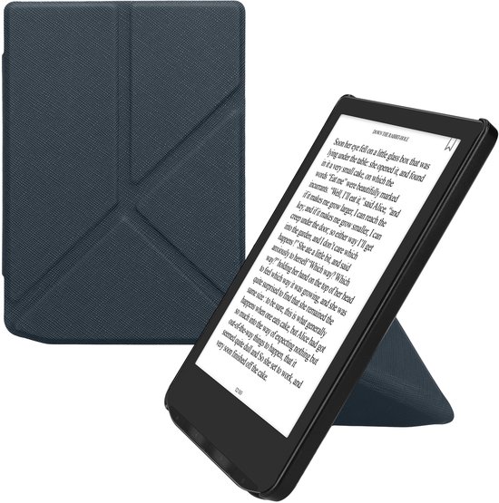 kwmobile e-reader hoesje geschikt voor Pocketbook Verse / Verse Lite / Verse Pro / Color / Vivlio Light/Light HD hoes - Ereader flip case met standaard - E reader cover van kunstleer - In donkerblauw