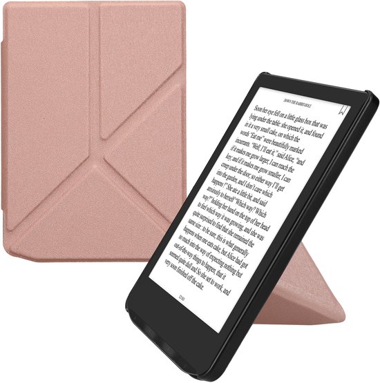 kwmobile e-reader hoesje geschikt voor Pocketbook Verse / Verse Lite / Verse Pro / Color / Vivlio Light/Light HD hoes - Ereader flip case met standaard - E reader cover van kunstleer - In roségoud van Merkloos