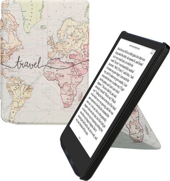 kwmobile e-reader hoesje geschikt voor Pocketbook Verse / Verse Lite / Verse Pro / Color / Vivlio Light/Light HD hoes - Ereader flip case met standaard - E reader cover van kunstleer - In zwart / meerkleurig