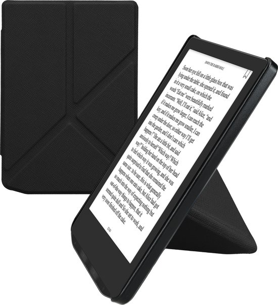 kwmobile e-reader hoesje geschikt voor Pocketbook Verse / Verse Lite / Verse Pro / Color / Vivlio Light/Light HD hoes - Ereader flip case met standaard - E reader cover van kunstleer - In zwart van Merkloos