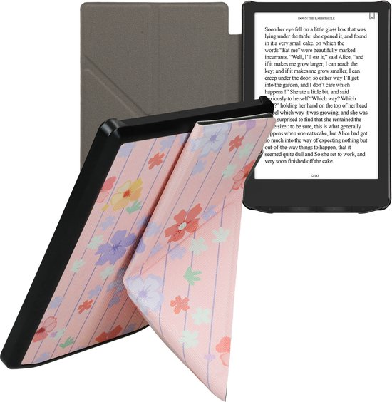 kwmobile e-reader hoesje geschikt voor Pocketbook Verse/Verse Lite/Pro/Color/Vivlio Light HD hoes - Ereader flip case met standaard - E reader cover van kunstleer - In mat mintgroen / vintage roze / violet lila