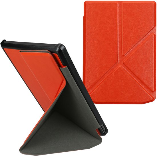 kwmobile e-reader hoesje geschikt voor Pocketbook Verse/Verse Lite/Pro/Color/Vivlio Light HD hoes - Ereader flip case met standaard - E reader cover van kunstleer - In oranje