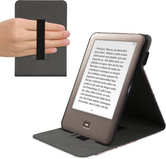 kwmobile e-reader hoesje geschikt voor Tolino Shine (2013) hoes - Ereader flip case met standaard - Kunstleren e reader cover - Travel Wereldkaart design in zwart / meerkleurig van Merkloos