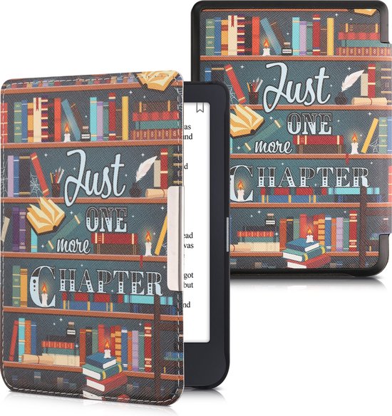 kwmobile e-reader hoesje geschikt voor Tolino Shine 3 hoes - E reader flip case met magnetische sluiting - Ereader cover - bibliotheek design in meerkleurig van kwmobile