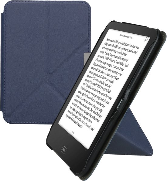 kwmobile e-reader hoesje geschikt voor Tolino Vision 1 / 2 / 3 / 4 HD hoes - Ereader flip case met standaard - E reader cover van kunstleer - In donkerblauw van Merkloos