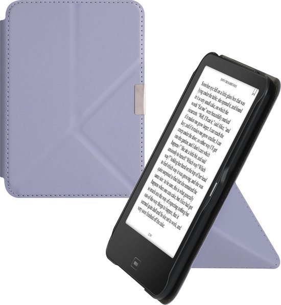 kwmobile e-reader hoesje geschikt voor Tolino Vision 1 / 2 / 3 / 4 HD hoes - Ereader flip case met standaard - E reader cover van kunstleer - In lavendel van Merkloos