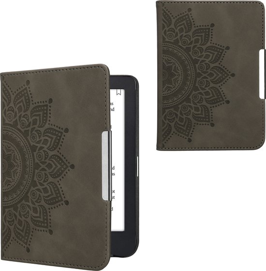 kwmobile ereader hoesje van kunstleer - geschikt voor Kobo Clara 2E - Met magneetsluiting - In grijs Opkomende Zon design