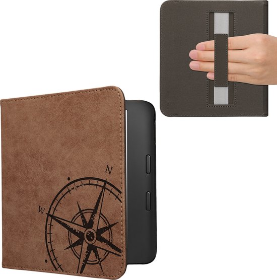 kwmobile ereader hoesje van kunstsuède - geschikt voor Kobo Libra 2 - Met magneetsluiting - In bruin